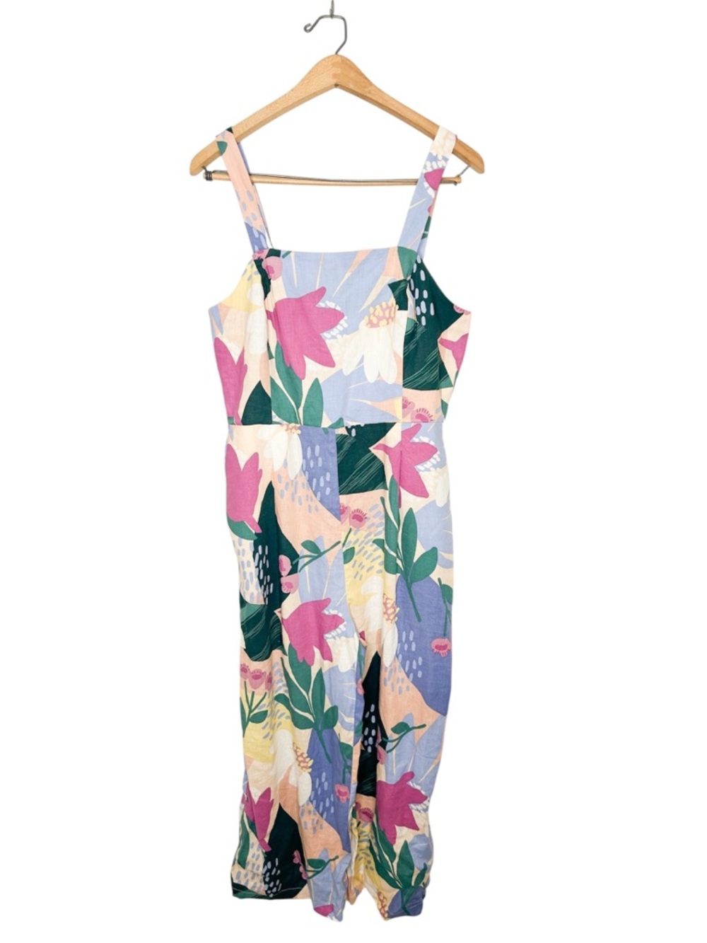 Princess Highway Colorful Abstract Floral Print Cropped Wide Leg Linen Jumpsuit